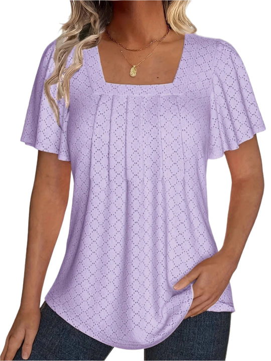 Damebluse med volanger og hull