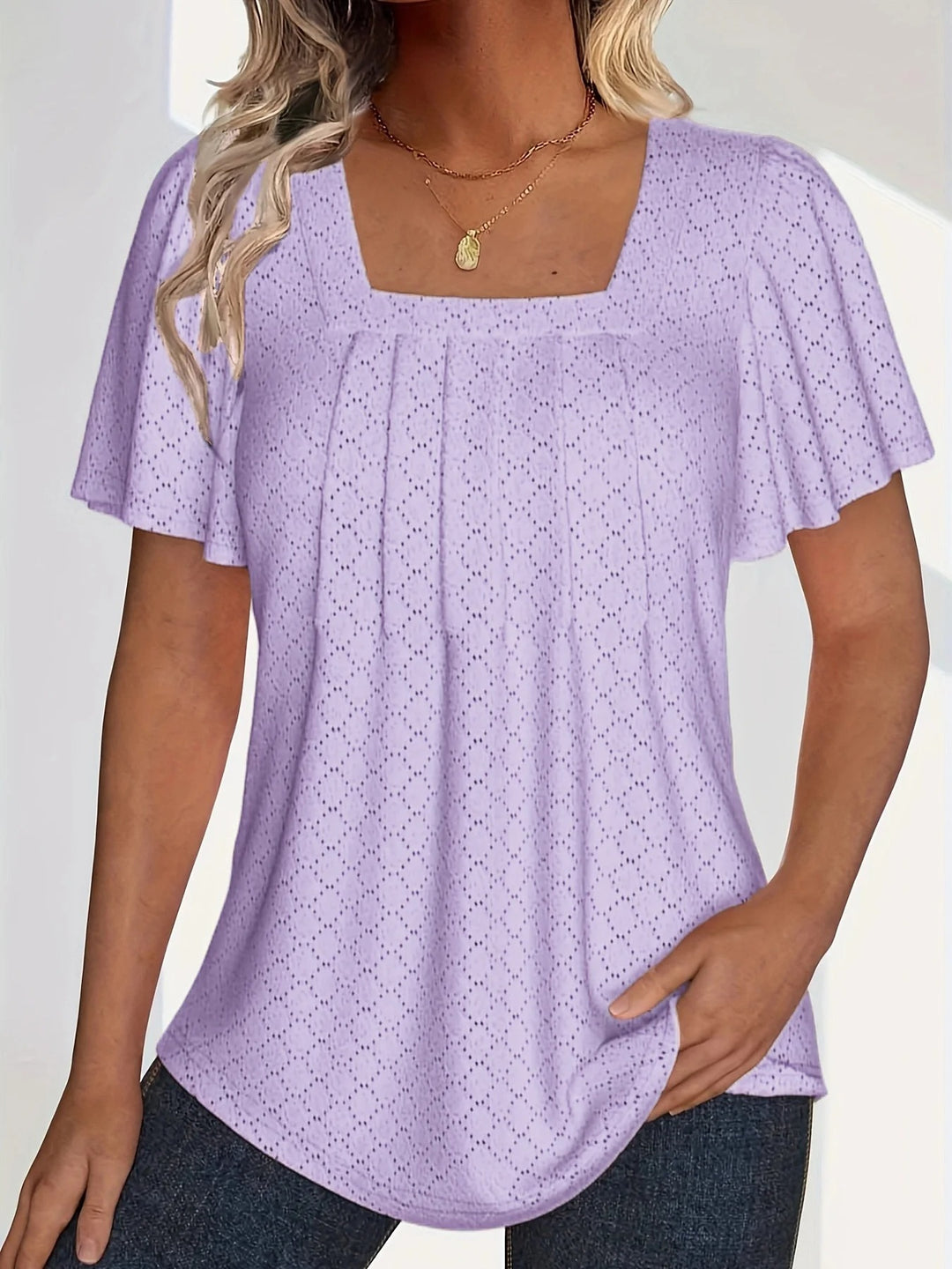 Hollow Out Ruffle Topp for kvinner