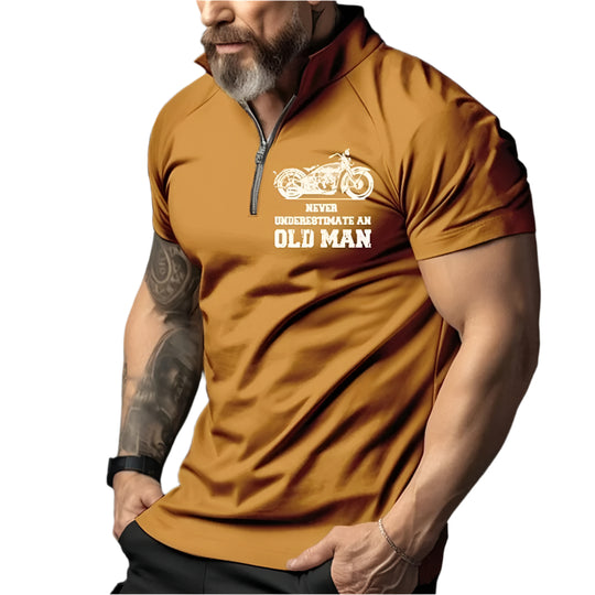 Vintage 3D-print polo for menn