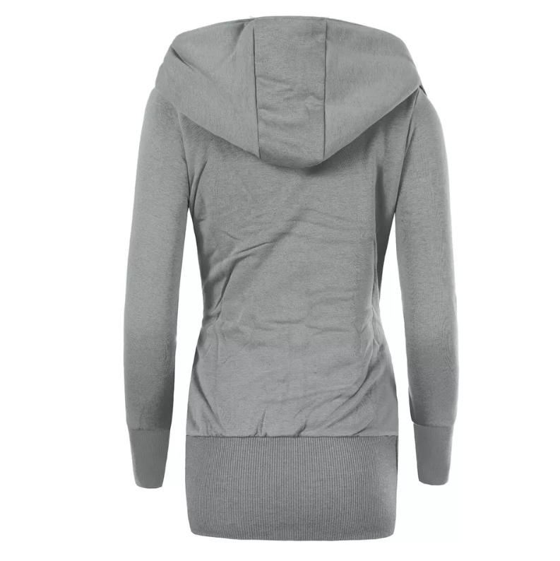 Fleece-cardigan med hette for dame