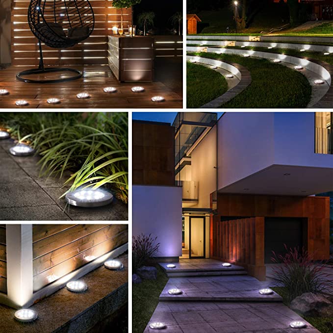 8 LED-lys for utendørs solardisk