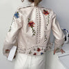 Blomsterprint broderi skinnjakke