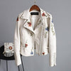 Blomsterprint broderi skinnjakke