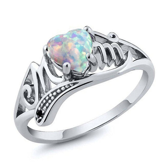 Mamma Hjerte Opal Ring