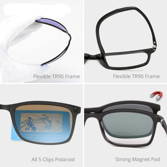 Magnetiske polariserte clip-on briller