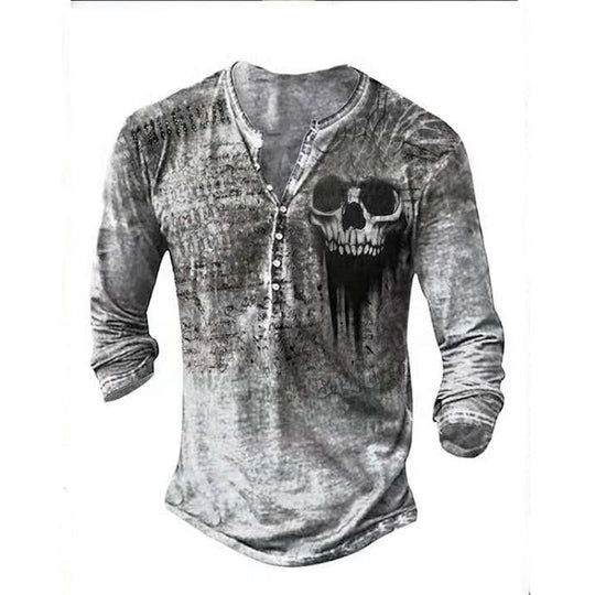 Retro Skull T-skjorter med lange ermer