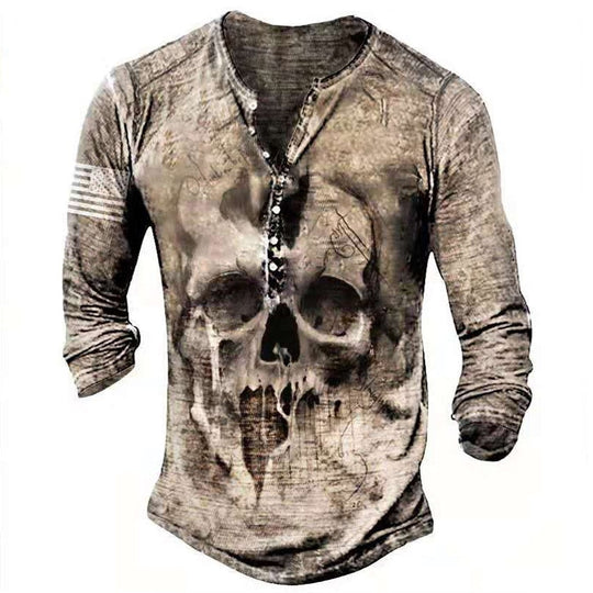 Retro Skull T-skjorter med lange ermer