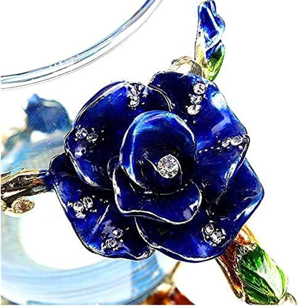 Luksuriøs blå rose krystall krus